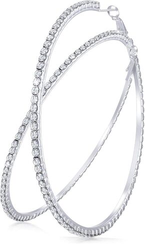 Large Rhinestone Hoop Earrings Shining Crystal Rhinestone Dangle Big Hoop Earrings for Women Girls Wedding Party Favor, 80 mm in Saudi Arabia