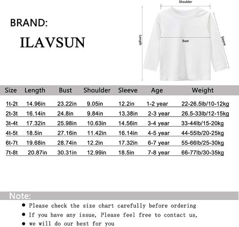 ILAVSUN Girl Boy Long Sleeve T-Shirts - 3 Pieces Unisex Casual Solid Tee Shirt Crew Neck Cotton Tshirt Top in Kuwait