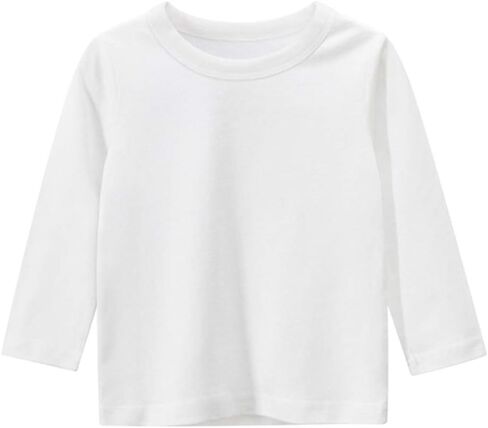 ILAVSUN Girl Boy Long Sleeve T-Shirts - 3 Pieces Unisex Casual Solid Tee Shirt Crew Neck Cotton Tshirt Top in Kuwait