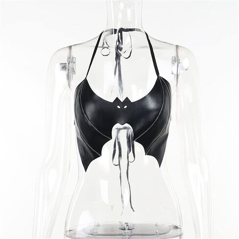 XCJIKUKE Women Gothic Crop Top Goth Grunge Leather Cami Tank Tops Y2k T-Shirt Punk Camisole Streetwear Vest in Kuwait