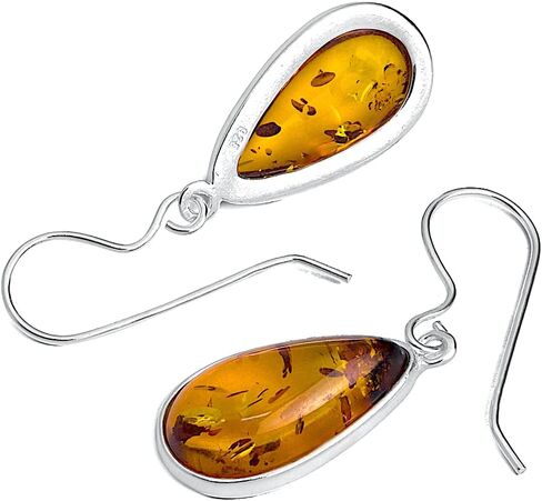 Ian and Valeri Co. Amber Sterling Silver Classic Earrings Pendant Necklace 18 Inches Jewelry Set in Saudi Arabia