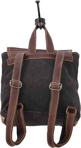 Myra Bag Hanging Buckle Upcycled Canvas & Cowhide Leather Backpack S-1609 in Saudi Arabia