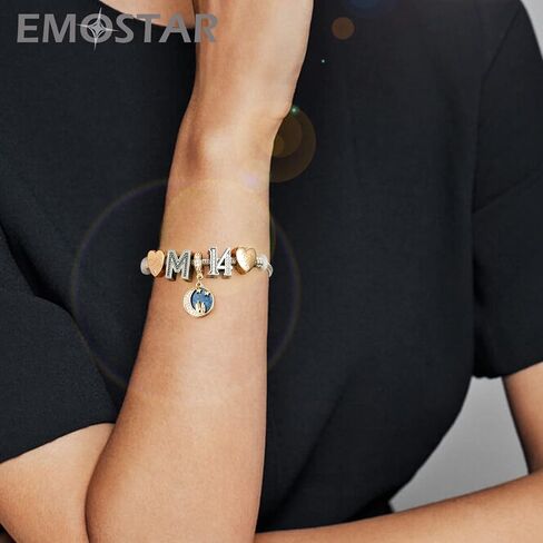 Rose Gold Valentines Day Charms fits European Bracelet, Couple Lovers Charms, My Wife Charm, Heartbeat, Star Crescent Moon Dangle, Knotted Heart Charm in 925 Sterling Silver, Gifts for Boys/Girls in Saudi Arabia