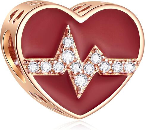 Rose Gold Valentines Day Charms fits European Bracelet, Couple Lovers Charms, My Wife Charm, Heartbeat, Star Crescent Moon Dangle, Knotted Heart Charm in 925 Sterling Silver, Gifts for Boys/Girls in Saudi Arabia