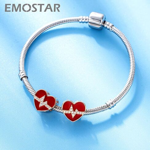 Rose Gold Valentines Day Charms fits European Bracelet, Couple Lovers Charms, My Wife Charm, Heartbeat, Star Crescent Moon Dangle, Knotted Heart Charm in 925 Sterling Silver, Gifts for Boys/Girls in Saudi Arabia