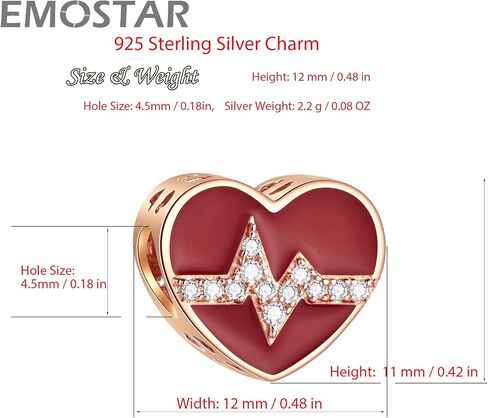 Rose Gold Valentines Day Charms fits European Bracelet, Couple Lovers Charms, My Wife Charm, Heartbeat, Star Crescent Moon Dangle, Knotted Heart Charm in 925 Sterling Silver, Gifts for Boys/Girls in Saudi Arabia