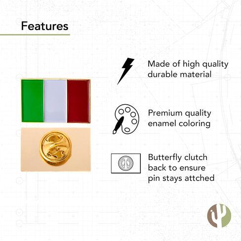 Italy Flag Lapel Pin Country Enamel Made of Metal Souvenir Hat Men Women Patriotic Italian (Rectangle Pin) in Saudi Arabia