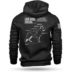 سترة بغطاء رأس من Nine Line Landshark باللون الأسود - شعار Dropline والعلم الأمريكي على الكم - لمسة نهائية ناعمة مقاومة للحبوب in Kuwait