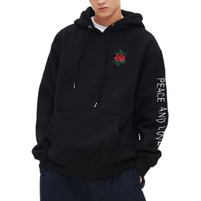 SUNNY GUO Rose Embroidered Hoodie For Men Women Long Sleeve Letters Printed Hip Hop Hoodie Hooded Sweatshirt
