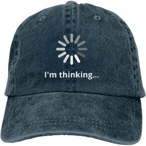 قبعة بيسبول MANMESH HATT I'm Thinking للبالغين من الجنسين من قماش الدنيم المغسول القابل للتعديل