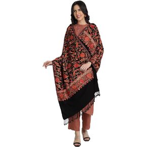 Zamour Kashmir Women Stole Scarf Wrap Shawl with Indian Embroidery Flower - 6379 in Kuwait