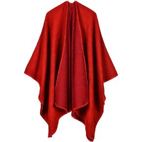 شال يلتف للنساء شتوي وشاح سادة سترة فضفاضة مفتوحة من الأمام أنيقة قبعات المعطف in Kuwait