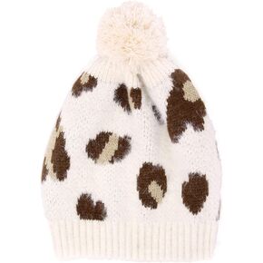 Winter Knitted Beanie Hats for Women with Faux Fur Pompom Soft Warm Knit Skull Cap for Women