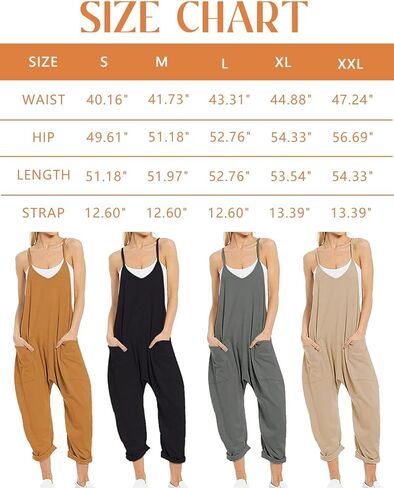 Bankeng Women's Casual V Neck Sleeveless Jumpsuits Spaghetti Strap Baggy Overalls Harem Pants with Pocket in Kuwait
