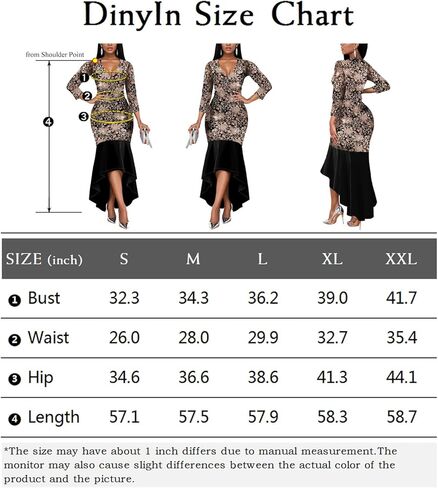 فساتين رسمية سوداء للنساء بأكمام طويلة للحفلات المسائية Bodycon ورقبة على شكل حرف V ترتر زهور للحفلات الراقصة بحاشية مكشكشة، فستان حورية البحر، مقاس X-Large in Kuwait