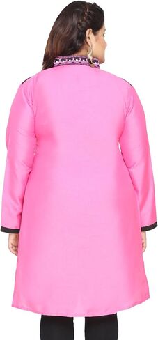 Maple Clothing Women's Embroidered Plus Size Silk Indian Kurtis Tunic Top in Kuwait