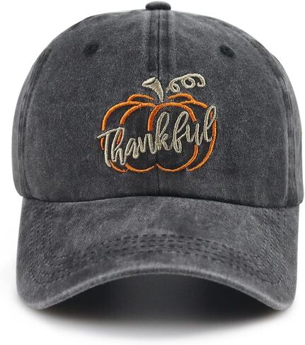 Thanksgiving Hats for Women Men, Funny Adjustable Embroidery Cotton Turkey Pumpkin Baseball Cap in Saudi Arabia