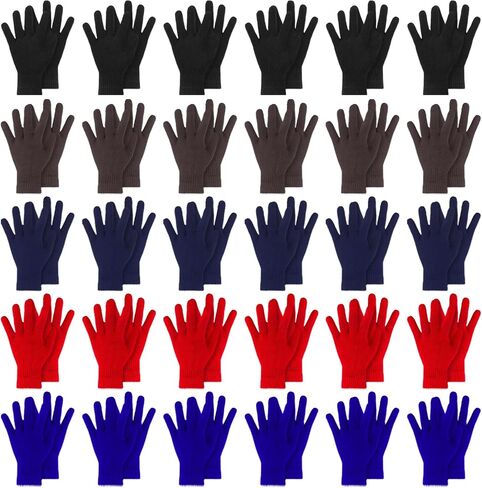 Seematn 50 Pairs Bulk Winter Magic Gloves, Knitted Winter Warm Gloves, Thick Knit Gloves for Adult Men Women Homeless Unisex in Saudi Arabia