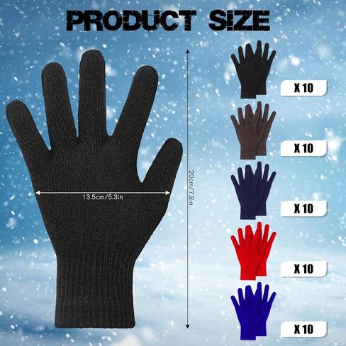 Seematn 50 Pairs Bulk Winter Magic Gloves, Knitted Winter Warm Gloves, Thick Knit Gloves for Adult Men Women Homeless Unisex in Saudi Arabia