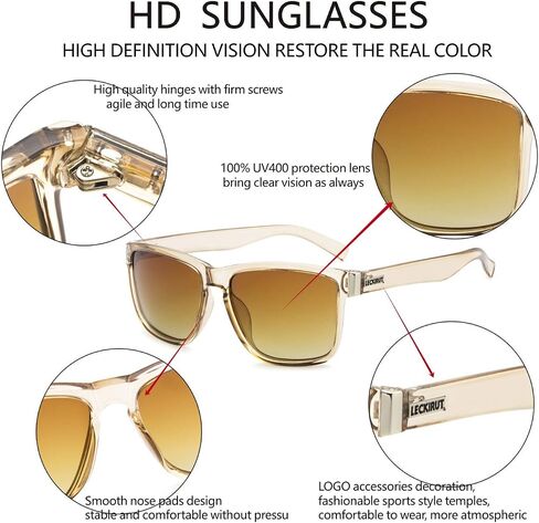 LECKIRUT Vintage Square Polarized Sunglasses for Men Women Classic Retro Trendy Stylish Shades in Saudi Arabia