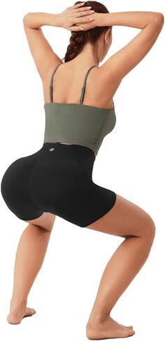 UUE شورت راكب الدراجة النارية للنساء شورت يوجا عالي الخصر مع جيوب للتحكم في البطن، 5 بوصة/6 بوصة شورت نسائي للجري والتمارين الرياضية من الألياف اللدنة in Kuwait