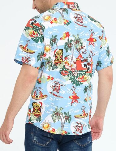 SSLR Men's Santa Claus Party Tropical Ugly Hawaiian Christmas Shirts in Kuwait
