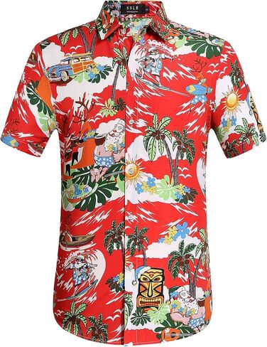 SSLR Men's Santa Claus Party Tropical Ugly Hawaiian Christmas Shirts in Saudi Arabia