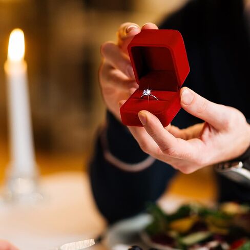 48 Pieces Engagement Ring Box Display Velvet Ring Box Wedding Jewelry Gift Boxes Earring Pendant Ring Case Bulk Empty Proposal Box for Valentine's Day Birthday Anniversary Proposal in Kuwait