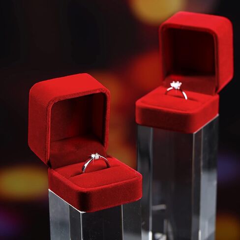 48 Pieces Engagement Ring Box Display Velvet Ring Box Wedding Jewelry Gift Boxes Earring Pendant Ring Case Bulk Empty Proposal Box for Valentine's Day Birthday Anniversary Proposal in Kuwait