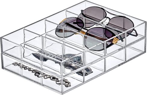 Amazing Abby - Soleil - Acrylic 4-Compartment Sunglass Organizer, Plastic Eyeglass Display Case, Transparent Jewelry Storage Tray, Clear Beauty Supply Holder, Great for Bedroom and Bathroom in Kuwait