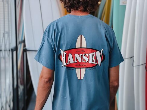 تي شيرت رجالي لركوب الأمواج بشعار جديد من Hansen Surfboards، بأكمام قصيرة، رقبة دائرية من القطن والبوليستر in Kuwait