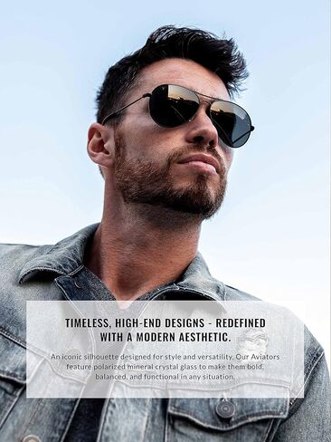 نظارات شمسية مستقطبة من فينسيرو للرجال - نظارات شمسية إيطالية للرجال، حماية 100% من الأشعة فوق البنفسجية، مقاومة للخدش، مضادة للانعكاس in Kuwait