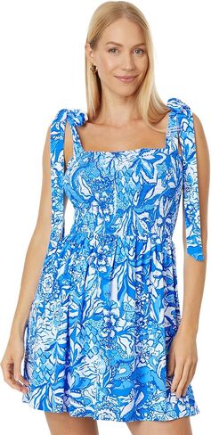 ثوب نسائي من Lilly Pulitzer ريفيرا رومبير أزرق تانغ فلوكينغ رائع MD مقاس واحد in Kuwait