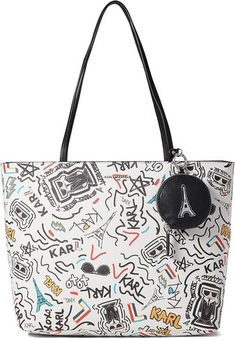 كارل لاجرفيلد شنطة توت باريس اديلي بيضاء كومبو مقاس واحد، ابيض كومبو، مقاس واحد, وايت كومبو, One Size in Kuwait