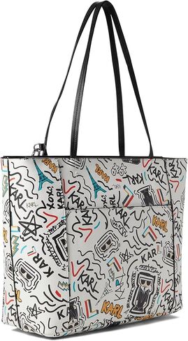 كارل لاجرفيلد شنطة توت باريس اديلي بيضاء كومبو مقاس واحد، ابيض كومبو، مقاس واحد, وايت كومبو, One Size in Kuwait