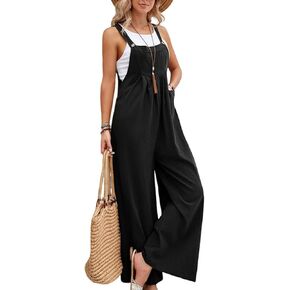 CUTEMOOT Womens Cotton Bib Overalls Casual Loose Fit Jumper Adjustable Strap Wide Leg Jumpsuits with Pockets in Saudi Arabia