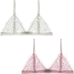 حمالة صدر من الدانتيل من EMY مع تمديدات رفيعة وحزام قابل للتعديل ومبطن مثير وجذاب على شكل مثلث من الدانتيل للنساء in Kuwait