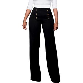 Lyaheima Women's Comfy Wide Leg Pants Long Business Stretchy Pants Flare Pants