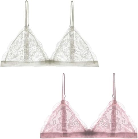 حمالة صدر من الدانتيل من EMY مع تمديدات رفيعة وحزام قابل للتعديل ومبطن مثير وجذاب على شكل مثلث من الدانتيل للنساء in Kuwait