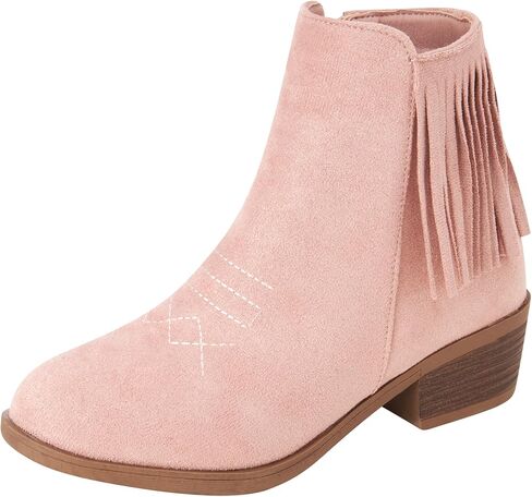bebe Girls' Cowboy Boots - Microsuede Western Boot with Fringe - Block Stack Heel Ankle Boot for Girls (Little Kid/Big Kid) in Kuwait
