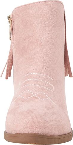 bebe Girls' Cowboy Boots - Microsuede Western Boot with Fringe - Block Stack Heel Ankle Boot for Girls (Little Kid/Big Kid) in Kuwait
