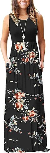 فساتين PCEAIIH نسائية طويلة الأكمام فضفاضة وجيوب ماكسي فساتين طويلة غير رسمية in Kuwait