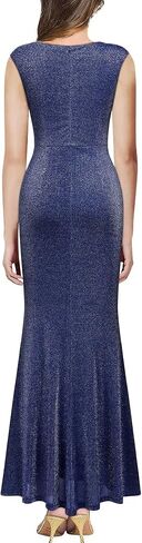 Miusol Women's Deep V Neck Sleeveless Ruffle Split Wedding Party Long Dress in Saudi Arabia