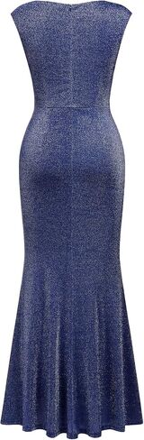 Miusol Women's Deep V Neck Sleeveless Ruffle Split Wedding Party Long Dress in Saudi Arabia