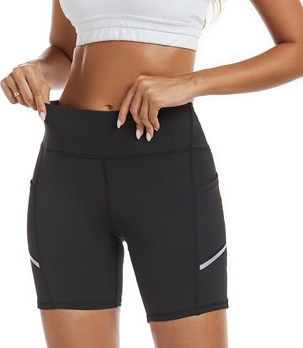 شورت Adorence Biker للسيدات بخصر عالٍ، شورت للتمرين للسيدات بجيوب - شورت للجري/سراويل يوغا/سراويل رياضية in Kuwait