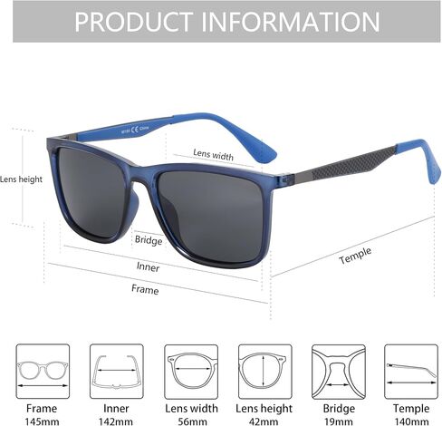 ZENOTTIC Polarized Sunglasses for Men Square Ultralight Carbon Fiber Frame UV400 Protection Classic Sun Glasses for Driving in Kuwait