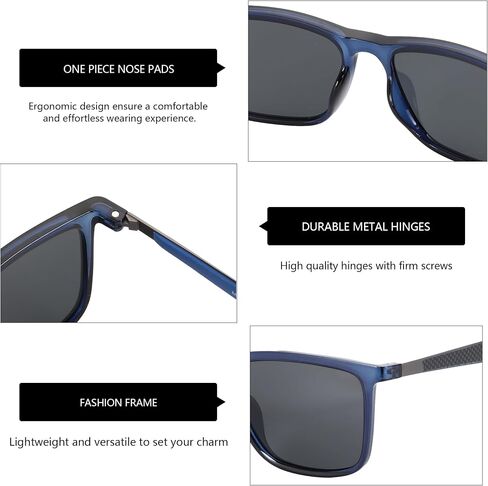 ZENOTTIC Polarized Sunglasses for Men Square Ultralight Carbon Fiber Frame UV400 Protection Classic Sun Glasses for Driving in Kuwait