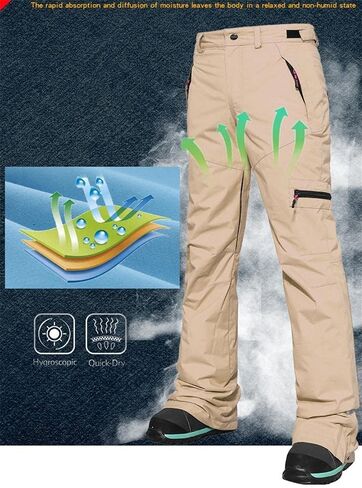 سروال SEARIPE النسائي المعزول للثلج مقاوم للماء وقابل للتعديل للتزلج على الجليد للرياضات الشتوية في الهواء الطلق in Kuwait