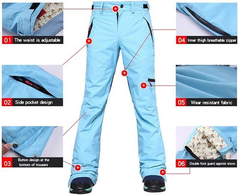 سروال SEARIPE النسائي المعزول للثلج مقاوم للماء وقابل للتعديل للتزلج على الجليد للرياضات الشتوية في الهواء الطلق in Kuwait