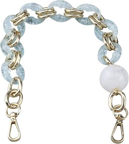 Crapyt Oval Resin Purse Chain Strap, Acrylic Marbled White, 40cm/15.75" in Kuwait